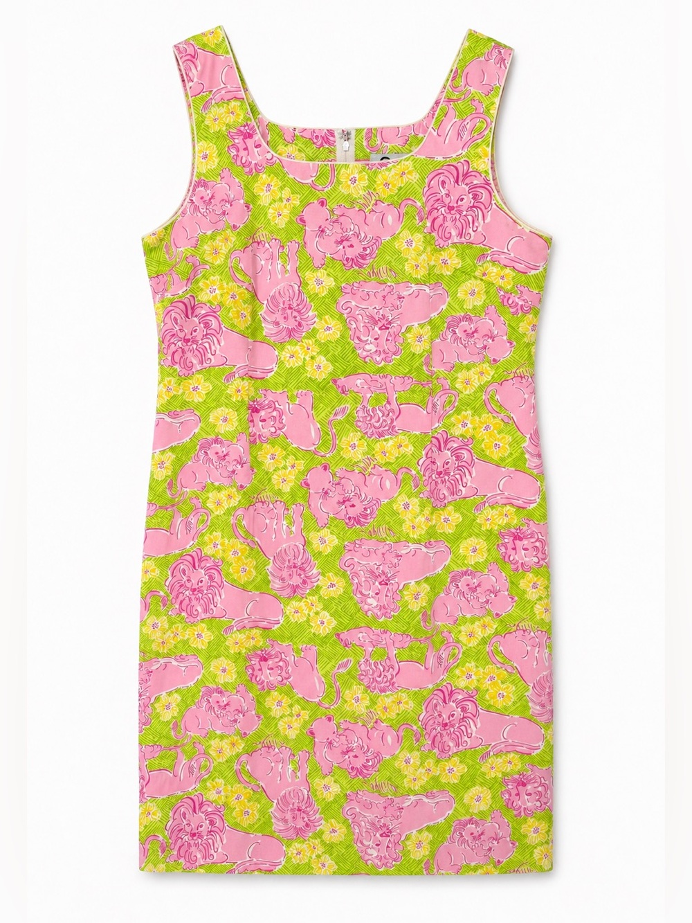 Vintage Lilly Pulitzer Pink Lion Novelty Print Shift Dress Size 8 - Picture 4 of 10